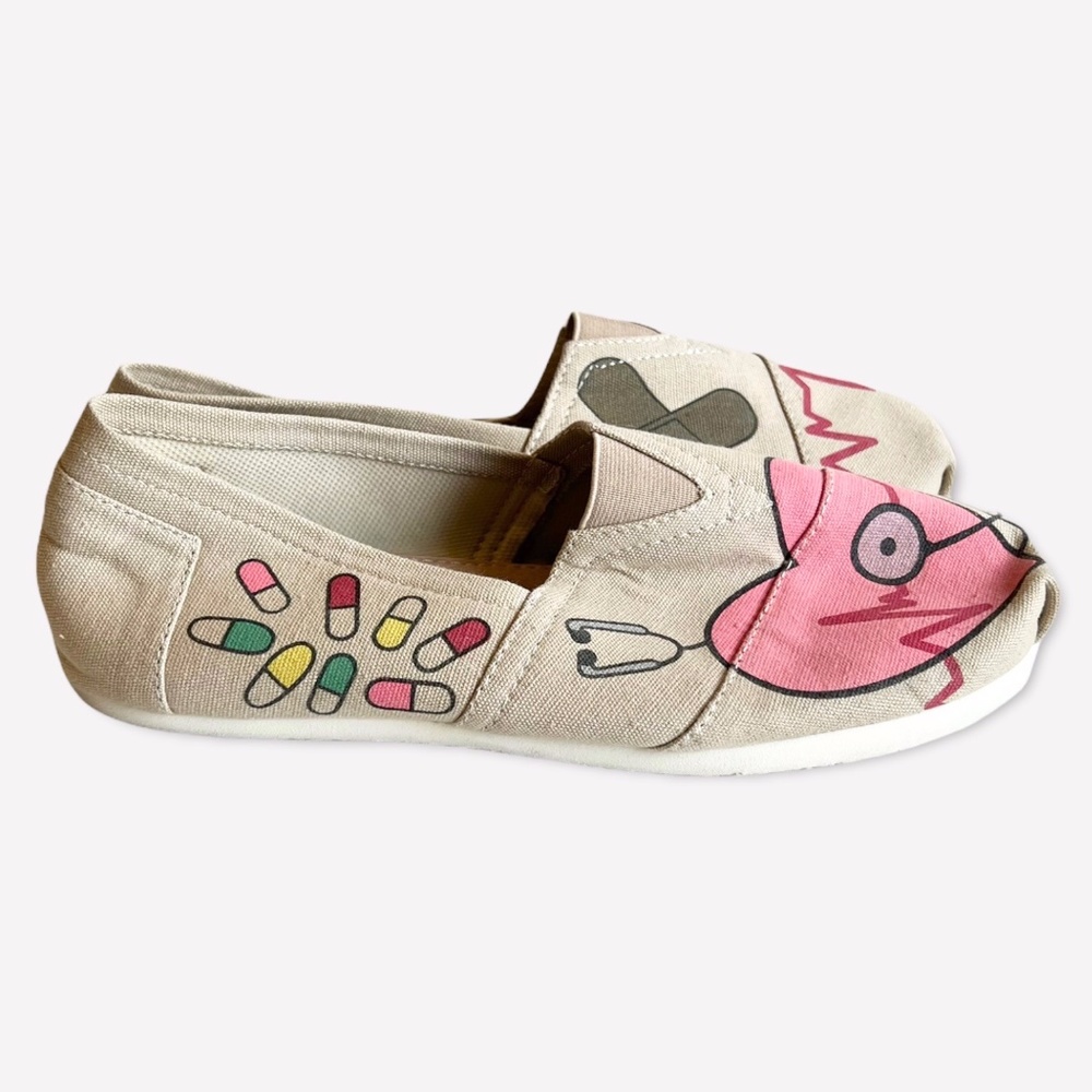 Medical Pharmacy Nursing Canvas Printed Loafer Flats Size 8